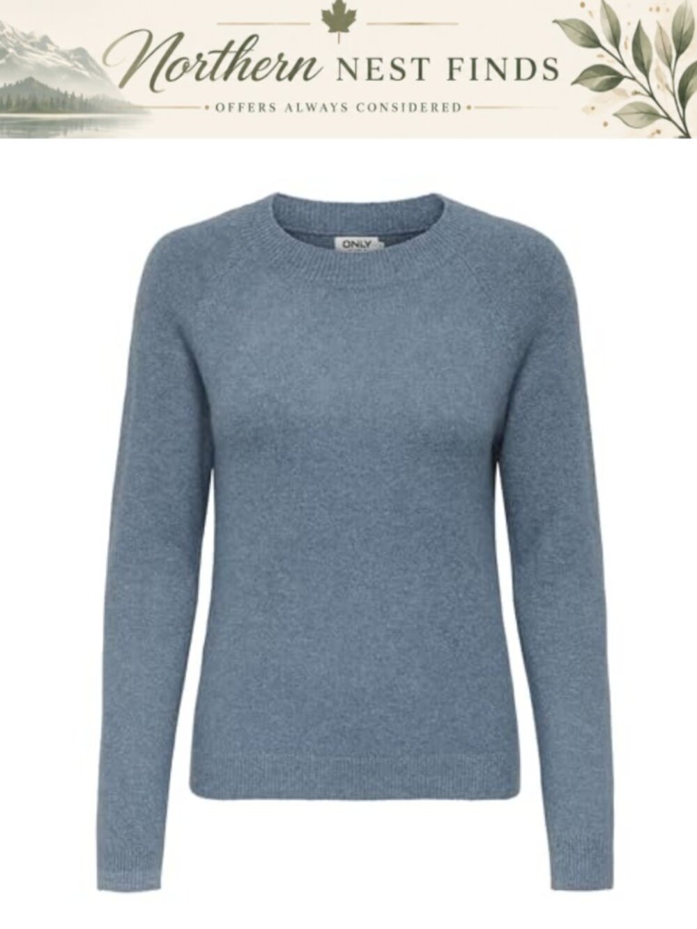Womens Life L/S Pullover Knit Sweater Ribbed Cuffs Regular Fit Crew Neck